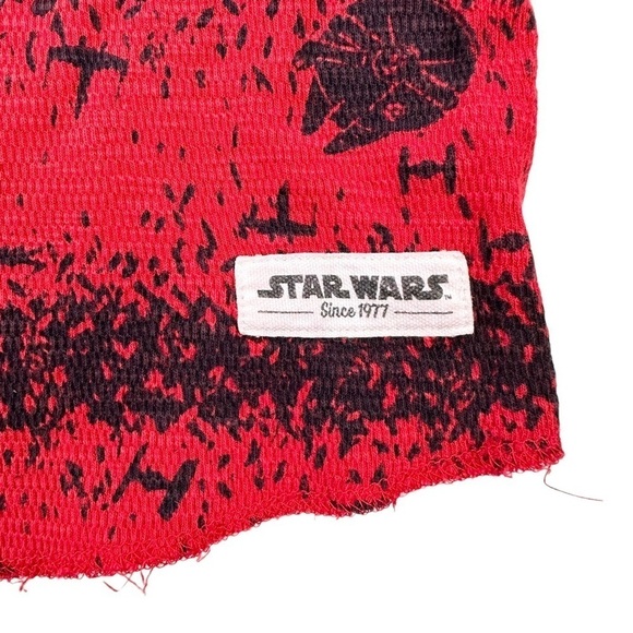 Gap Star Wars waffle weave shirt tee Millennium Falcon red blue long sleeves L - Picture 4 of 10